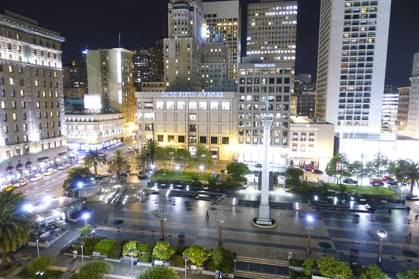 Centro de San Francisco - la Plaza Unión - vista aérea por la noche - SAN FRANCISCO - CALIFORNIA - 17 DE ABRIL DE 2017 — Foto de Stock