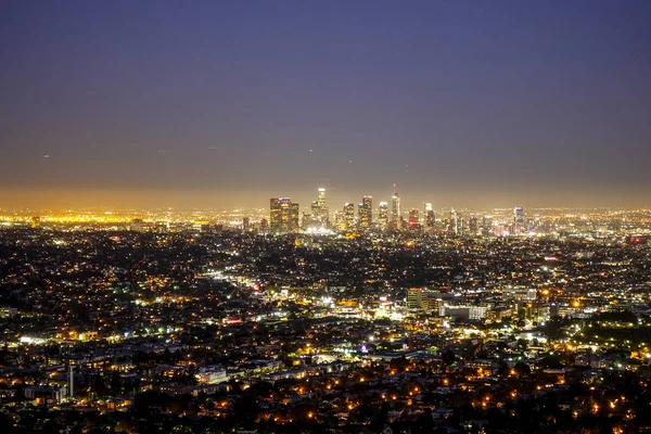 City lights of Los Angeles - amazing aerial view - LOS ANGELES - CALIFORNIA - APRIL 19, 2017 — Stock Photo, Image