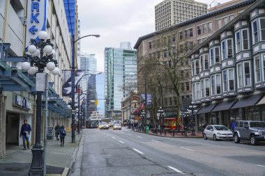 Vancouver - Vancouver - Kanada - 12 Nisan 2017 Gastown sokak görünümü