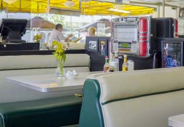 Booth bir orijinal Amerikan Diner - Los Angeles - California - 20 Nisan 2017