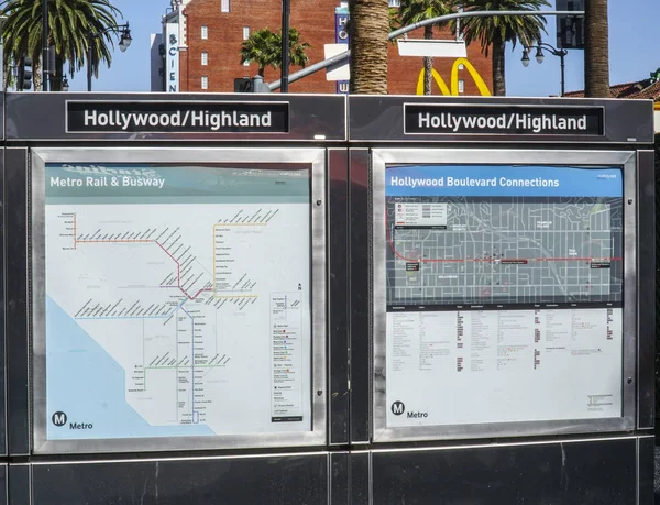 Metró-Térkép, Hollywood és a felföld Subway station - Los Angeles - California - 2017. április 20. — Stock Fotó