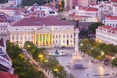 Dom Pedro Meydanı Lizbon Rossio - Lizbon - Portekiz - 17 Haziran 2017 üzerinde havadan görünümü