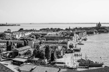 Zitelle ve San Giorgio Maggiore Venedik'ten Redentore havadan görünümü