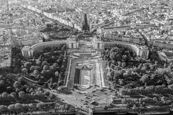 Trocadero ve Paris'te Trocadero Bahçe üzerinde havadan görünümü — Stok fotoğraf