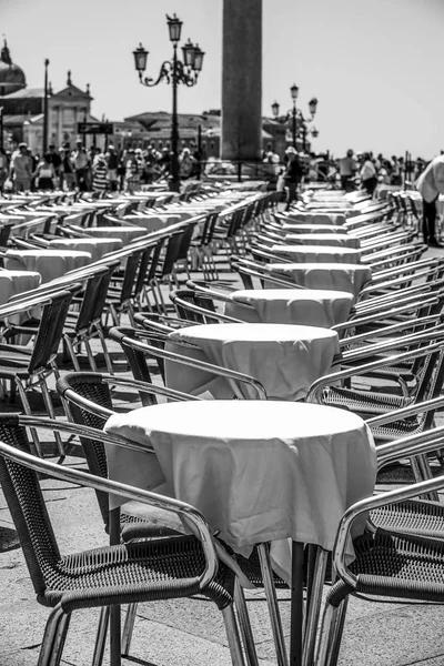 Beautiful and expensive street cafe at St Mark s sqaure in Venice San Marco — Stock Photo, Image