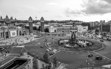 Barcelona 'daki Placa de Espanya kavşağında.