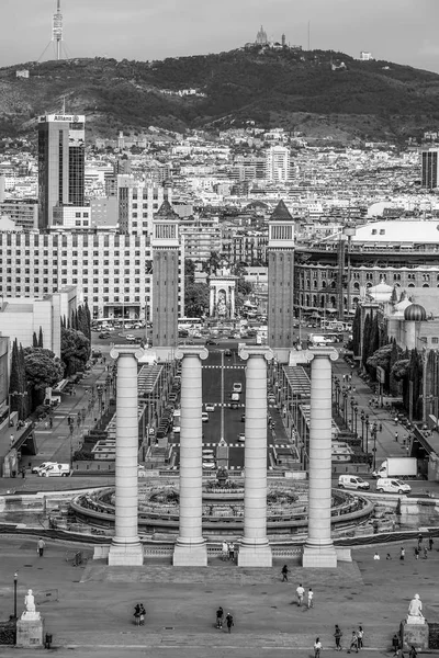 Beautiful city of Barcelona - aerial view from National museum of art at Placa de Espanya — Stock Photo, Image