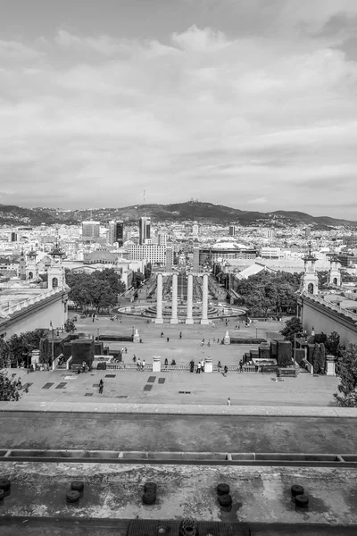 Barcellona in una giornata di sole - vista aerea dal Palazzo Nazionale — Foto Stock