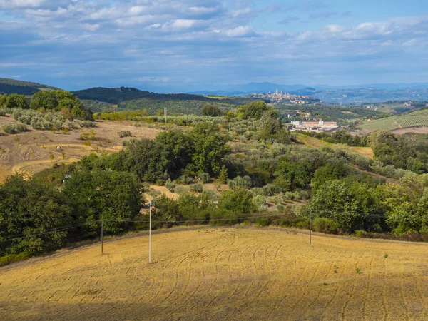 Широким кутом зору над пейзажі Італії Тоскана — стокове фото