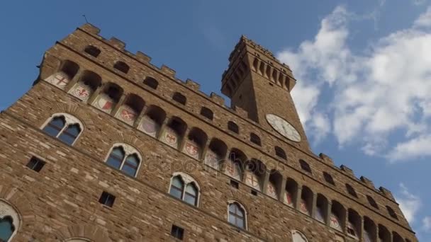 Beroemde Palazzo Vecchio in Florence - het Vecchio paleis in het centrum van de historische stad - Toscane — Stockvideo