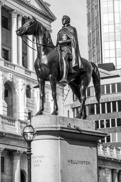 Wellington standbeeld op Royal Exchange — Stockfoto