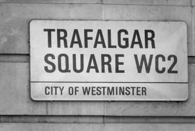 Sokak tabelası Trafalgar Meydanı Wc2 Londra - Londra - İngiltere'de - 19 Eylül 2016