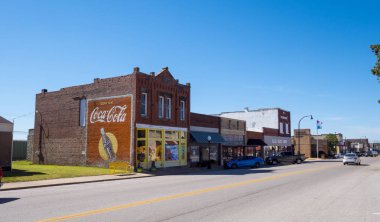 Oklahoma Route 66 - Stroud - Oklahoma - 16 Ekim 2017 küçük bir köyde sokak görünümü