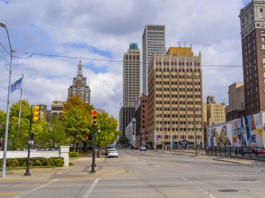 Cadde görünümü Tulsa Downtown - Tulsa - Oklahoma - 17 Ekim 2017