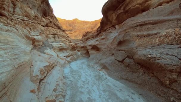 Ölüm Vadisi Ulusal Parkı 'ndaki Mozaik Kanyonu' nda Bir Yürüyüş — Stok video