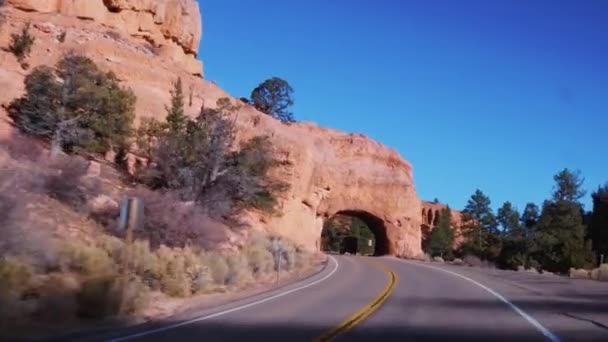 De verbazingwekkende landschap aan Red Canyon in Utah - Pov rijden — Stockvideo