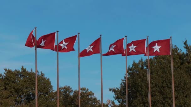 Oklahoma vlaggen op State Capitol in Oklahoma City — Stockvideo