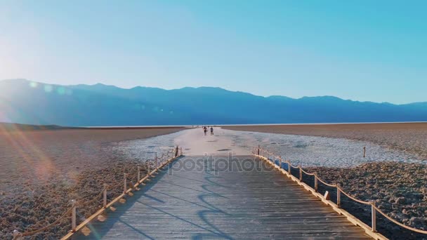 The famous and beautiful Badwater Salt Lake at Death Valley National Park — Stock Video