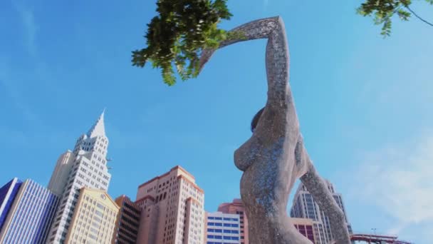 Танцевальная скульптура Bliss в парке в Лас-Вегасе - ЛАС-ВЕГАС-НЕВАДА, 11 октября 2017 года — стоковое видео