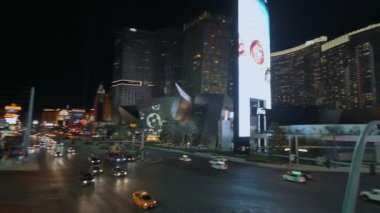 Gece Las Vegas Bulvarı 'na bakın - ünlü şerit - LAS VEGAS-NEVADA, 11 Ekim 2017