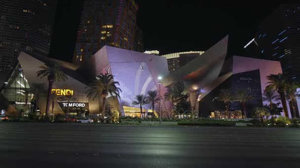 Crystals shopping center e hotéis modernos em Las Vegas strip - LAS VEGAS-NEVADA, OUTUBRO 11, 2017 — Vídeo de Stock