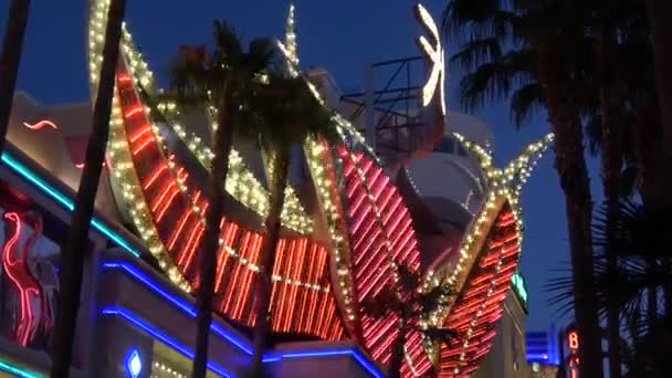 Τα εκπληκτικά φώτα νέον στο Flamingo Hotel and Casino στο Λας Βέγκας - LAS VEGAS-NEVADA, 11 Οκτωβρίου 2017 — Αρχείο Βίντεο