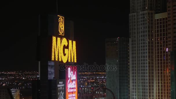 MGM Hotel Las Vegas di notte - LAS VEGAS-NEVADA, 11 OTTOBRE 2017 — Video Stock