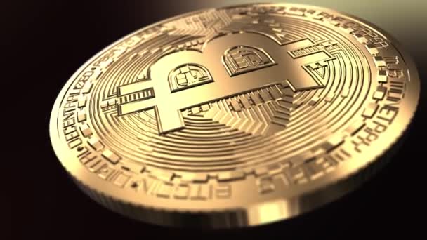 Bitcoin - анимация крупным планом — стоковое видео