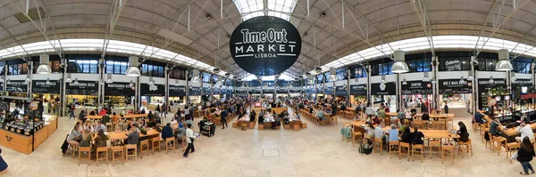 Panoramisch Uitzicht Time Out Markthal Lissabon Ook Wel Mercado Ribeira — Stockfoto