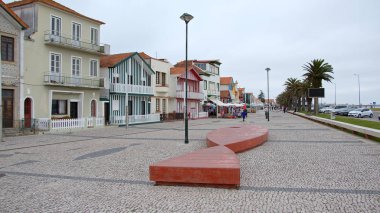 Portekiz 'in güzel köyü Costa Nova - Aveiro, Portekiz - 17 Ekim 2019