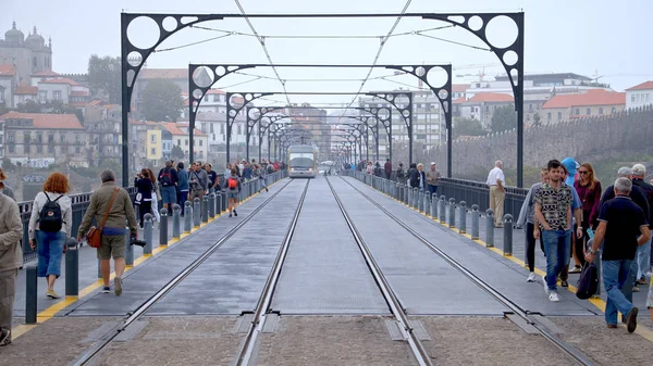 Porto Daki Dom Luis Köprüsü Metro Rayları Porto Portekiz Ekim — Stok fotoğraf