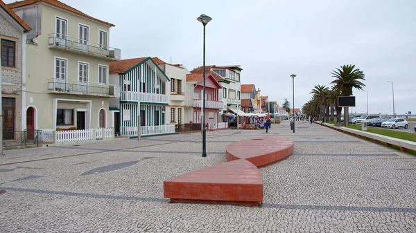 The beautiful village of Costa Nova in Portugal - CITY OF AVEIRO, PORTUGAL - OCTOBER 17, 2019 — Stock Photo, Image