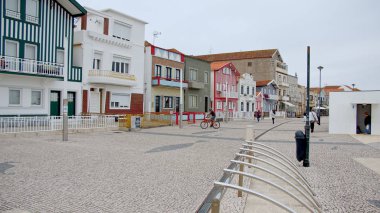 Portekiz 'in güzel köyü Costa Nova - Aveiro, Portekiz - 17 Ekim 2019