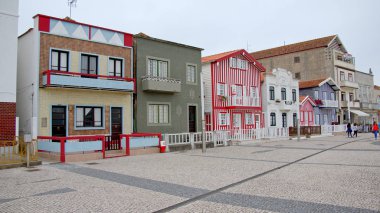 Portekiz 'in güzel köyü Costa Nova - Aveiro, Portekiz - 17 Ekim 2019