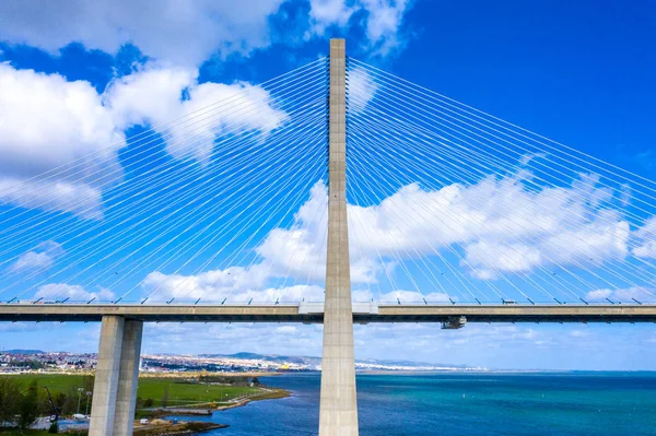 Berühmte Vasco Gama Brücke Über Den Fluss Tejo Lisbon Von — Stockfoto