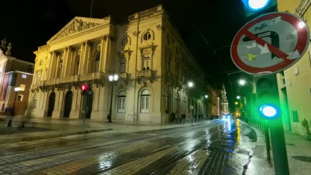 Ciudad de Lisboa por la noche - timelapse shot — Vídeo de stock
