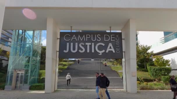 Campus of Justice at park of Nations in Lisbon - CITY OF LISBON, PORTUGAL - NOVEMBER 5, 2019 — Stock Video