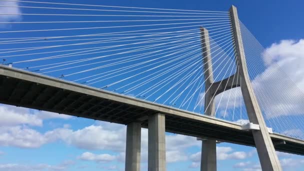 Ponte Vasco Gama Sul Fiume Tejo Lisbona Filmati Dall Alto — Video Stock