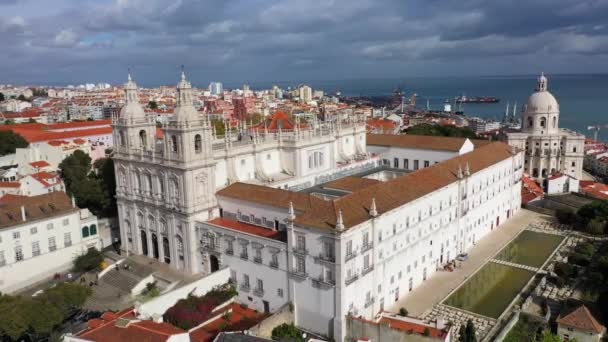 Histórico Distrito Alfama Lisboa Imágenes Aéreas Aviones Tripulados — Vídeos de Stock