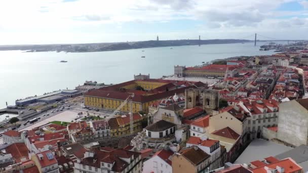 Histórico Distrito Alfama Lisboa Imágenes Aéreas Aviones Tripulados — Vídeos de Stock