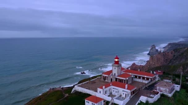 Utsikt Från Ovan Över Cabo Roca Med Fyr Känt Landmärke — Stockvideo
