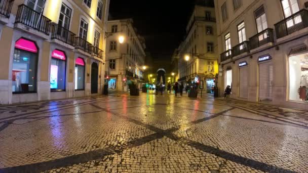 Vida Nocturna Histórico Barrio Alfama Lisboa Imágenes Timelapse — Vídeo de stock