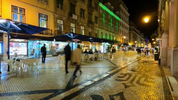 Vida Nocturna Histórico Barrio Alfama Lisboa Imágenes Timelapse — Vídeos de Stock