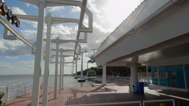 Teleferic Cable Car in Lisbon Park of Nations - City Of Lisbon, Portugalsko - 5. listopadu 2019 — Stock video