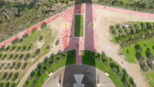 Estátua Sombra Cristo Colina Lisboa Almada Chamada Cristo Rei — Vídeo de Stock