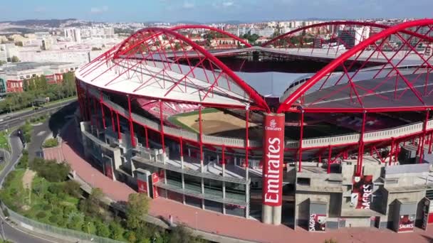 Vista Aérea Sobre Estadio Fútbol Benfica Lisboa Llamado Estadio Luz — Vídeo de stock