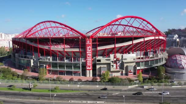 Vista Aérea Sobre Estádio Futebol Benfica Lisboa Chamado Estadio Luz — Vídeo de Stock