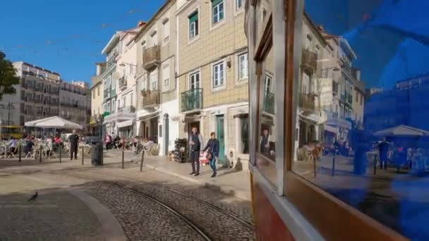 Spårvagn Lissabon Lissabon Portugal Oktober 2019 — Stockvideo