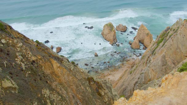 Portekiz Harika Bir Yer Cabo Roca Atlantik Okyanusu Kıyısında — Stok video