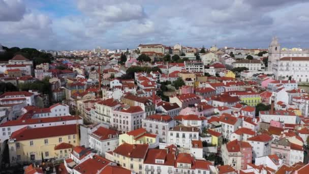 Vista Aérea Sobre Histórico Bairro Alfama Lisboa Imagens Aéreas Drones — Vídeo de Stock